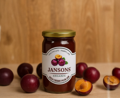 jansons organic jam wild cherry plum