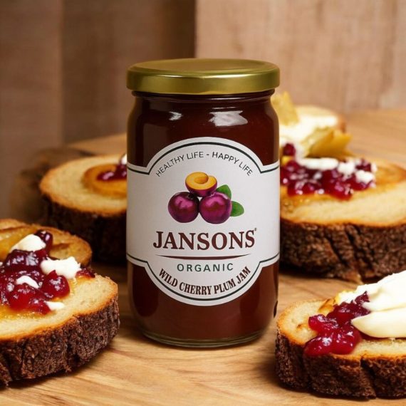 jansons organic jam wild cherry plum