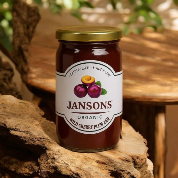 jansons organic jam wild cherry plum